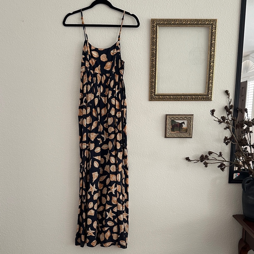 GOA BEACHWEAR NAVY SEASHELL MAXI DRESS S